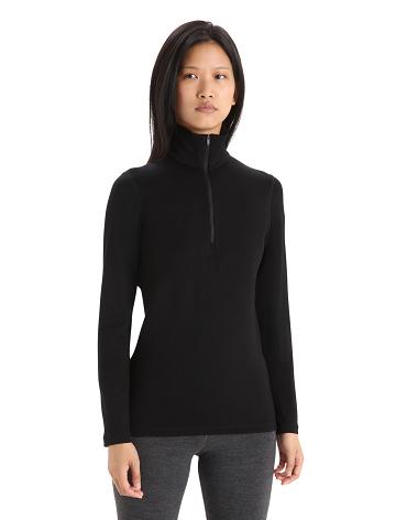 Base Layers Icebreaker Merino 260 Tech Long Sleeve Half Zip Thermal Top Damskie Czarne | PL 1032BEXC